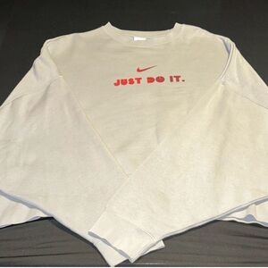 Nike Campus Collection XXL Gray Fleece Sweatshirt Just Do It Crop Pullover